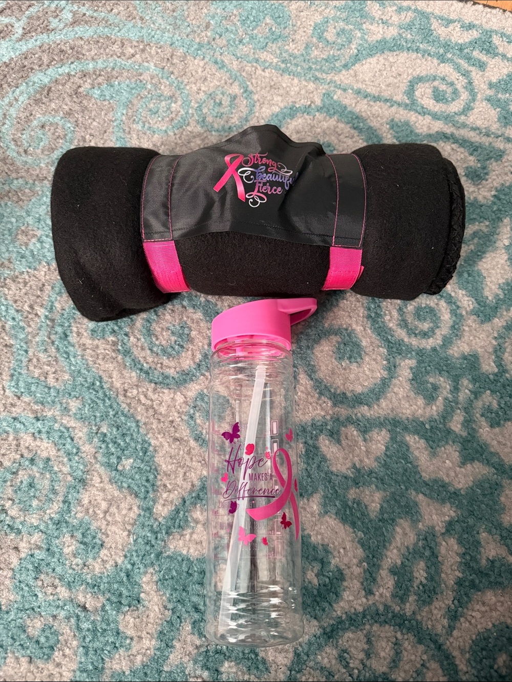 Breast Cancer Blanket + Bottle